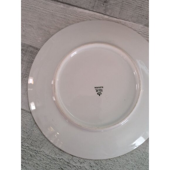 H&Co Bavaria Hand-Painted Porcelain Plate Blue Floral Forget me not Gold Accents - Picture 3 of 5